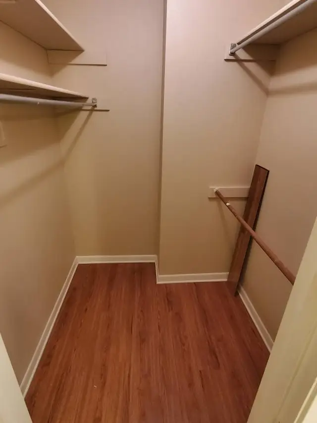 The same closet, stripped to the rails.